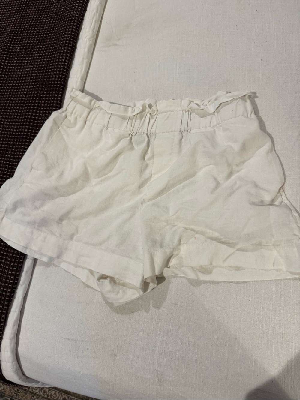 a new day White High-Waist Elastic-Ruffle Cotton Shorts